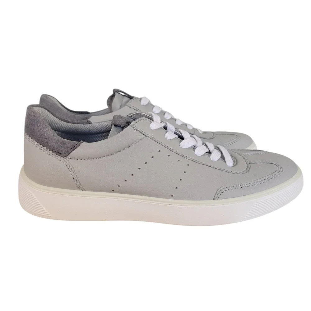 ECCO Mens Traytech Low Top Sneakers Grey Leather Lace Up Casual Sz 7.5 US G567